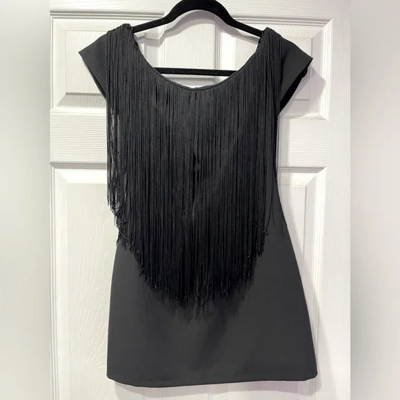 zara fringe dress black Sheath/Column Off-the-Shoulder Sleeveless Tea-Length Wedding Dress Wit